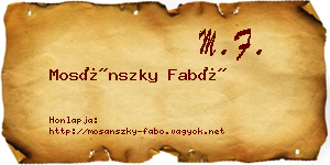 Mosánszky Fabó névjegykártya